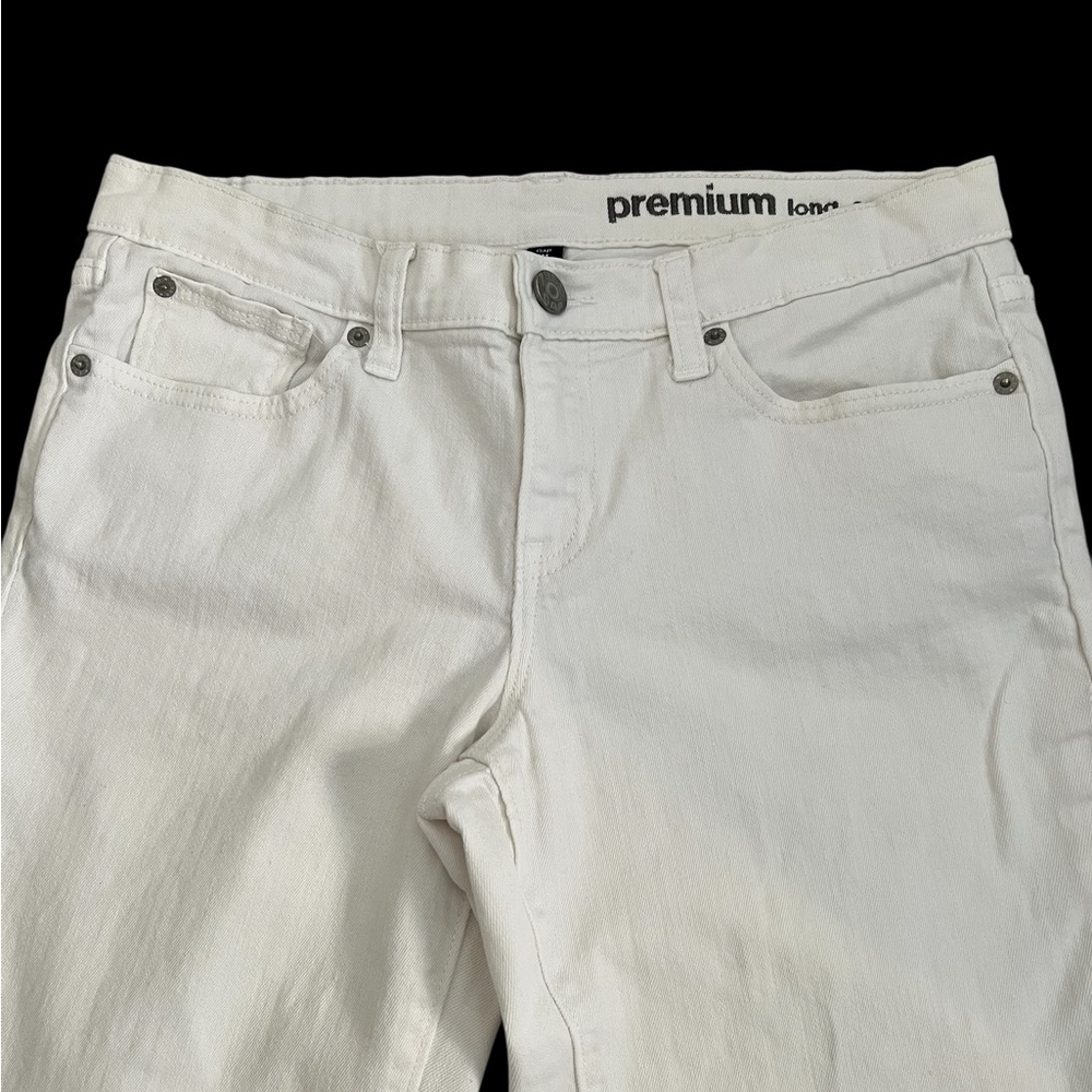 Gap Long & Lean Optic White Flared Denim Mid Rise (8.5”) Jeans Size 6/28. - Picture 3 of 14